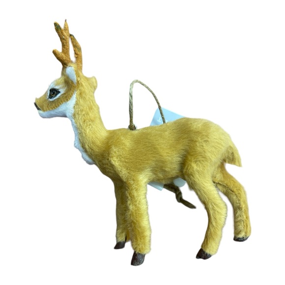 Woodland Animals Deer Buck Faux Fur Christmas Ornament 4" Wondershop New - Picture 2 of 6